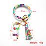 Pu Leather O Bracelet Bangle Key Chain Tassel Acrylic Door Opener Contactless Pendant Wristlet Leopard Print Tassels Key Ring