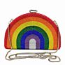 Rainbow Colorful Rhinestone Clutch Purse Handbag Shell Shape Evening Crystal Bag for Women