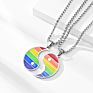 Rainbow Gay Couple Stainless Steel Pride Necklace Yinyang Pendant Necklace for Unisex