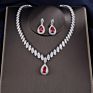 Rakol Sp057 Luxury Teardrop Water Shape Zircon Horse Eye Cz Necklace Earrings Jewelry Set
