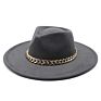 Ready to Ship Classic Men& Women Red Jazz Hat Unisex Panama Hat 8.5Cm Wide Brim Fedora Hat with Chain Belt 12 Colors