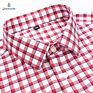 Ready to Ship Men's Cotton Spandex Red Check Shirts Anti-Wrinkle Wrinkle Free Dress Shirts for Men