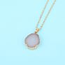 Real Gold Plated Irregular Geometric Green Pendant Sweater Necklace Natural Stone Geometry Resin Pendant Necklace