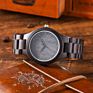 Real Wooden Wrist Watch Grey Dial Quartz Black Ebony Wood Watches Men Holzuhren