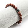 Red Jasper Bead Bracelet for Men Women Elastic Natural Healing Stone Bracelet Bangle