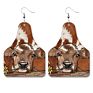 Retro Farm Cow Leather Earrings Western Cowboy Style Personality Pu Earrings Jewelry Accessories