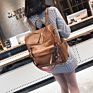 Retro Large Big Pu Leather Backpack Women Female Shoulder Strap School Bag