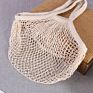 Reusable Fruit Vegetable Grocery Produce Tote Cotton String Mesh Net Shopping Bag with Long Handle