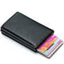 Rfid Blocking Aluminum Credit Cards Holder Pouch Box with Black Carbon Fiber Pu Leather Wallet for Christmas Business Gifts