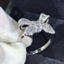 Rhodium Plated White Copper Bow Knot Bling Women Wedding Jewelry Zircon Stone Ring Bowknot Engagement Rings