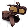 Riband Bow Lace up Soft Soled Baby Princess First Walking anti Slip Shoes for Girls