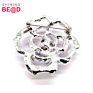 Rose Flower Silver-Plated Pink Crystal Rhinestone Brooch for Clothes Decoration,Women Brooches with Rhinestone