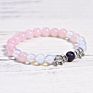 Rose Quartz Natural Stone Beaded Pink Crystal Bracelet Elephant Charm Bracelet for Women