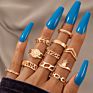 round Diamond Ring Set Geometric Joint Ring 11 Piece Set Combination Gold Ring