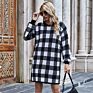 round Neck Women's Sweater Dress Plaid Knitted Dress