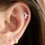 Roxi S925 Sterling Silver Single Crown Stud Earring Diamond Threaded Ear Piercing Cz Earrings