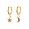 Roxi Zircon Star Moon Charms Drop Earrings Huggies Earrings for Women S925 Silver