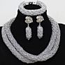 Royal Silver and Blue African Beads Bridal Jewelry Sets for Wedding Nigerian Beads Necklace Earrings Bracelet Set of Jewelry