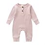 Newborn Baby Ribbed Cotton Baby Girls Boys Jumpsuit With Button