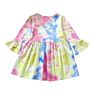 Rts Baby Girls Tie-Dye Spring Dress Little Girls Bell Sleeve A-Line Dresses Kids Clothing