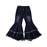 Rts Instock Tiered Baby Girl Flared Denim Pants Kids Jeans Bell Bottom