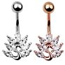 Ruigang Women Body Jewelry Crystal Medical Steel Button Piercing Zircon Peacock Belly Bars Navel Rings