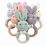 Safety Bpa Free Silicone Baby Wooden Rabbit Crochet Bunny Rattles