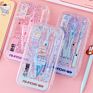 School Compass and Geometry Rulers Cute Girl Stationery Student Drawing Compass Geometry Math Drafting Tools