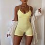 Seamless Women Fitness Khaki Jumpsuit Sports Dance Strappy Back Yoga Romper Jumpsuit