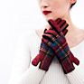 Sell Cute Symmetric Plaid Gloves for Women Women Woolen Fabric Touchscreen Gloves