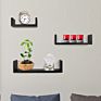 Set of 3 Floating U Shape Decorative Modern Black Wood Nordic Curved Wall Shelf For