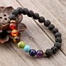 Seven Pulse Wheel Natural Stone Loose Beads Yoga Bracelet Volcanic Rock