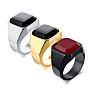 Signet Male Blank Metal Finger Red Stone Ring 316L Stainless Steel Plated Black Gold Men Gemstone Rings