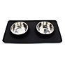 Silicone Double Dog Bowl Pet Pad Pet Feeding Bowl Non-Slip Leakproof Dual-Use Pet Mat Black Grey