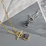 Silver 925 Gemstone Natural Stone Toggle Necklace