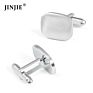 Silver Brushed Oval Shaped Stock Metal Cuff Links for Men