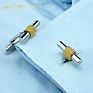 Silver Men Jewelry Two Toned Gold Plated Dumbbell Cufflink for Suits,Shirt Men Cufflinks