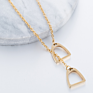 Simple Gift Jewelry Double Horse Stirrup Lariat Pendant Necklace for Your Friends with Chain