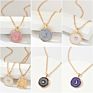 Simple Gold Color Coin Heart Necklace Enamel Stars Moon Heart round Pendant Necklace