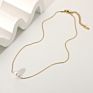 Simple Non Tarnish 14K Stainless Steel Pearl Necklace Gold Chain Dainty Jewelry Single Pearl Pendant Girls Pretty Gift