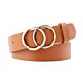 Simple Women Double Ring Gold Buckle Belt Ladies Pu Waist Belt Leopard Print Wide Leather Belts For