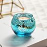Sky Blue Modern Home Decoration Antique Crystal Candle Holder Set of 12 Pcs