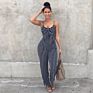 Sleeveless Women Striped Slim-Fit Suspender Bow Jumpsuit