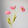 Small Moq Colorful Flocking Artificial Poppy Silk Flower Four Poppies for Wedding Decoration Flowers Wall