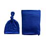 Solid Blue Color 47"X47" Baby Swaddle and Hat Set Knitted Baby Boys Blanket