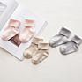 Solid color turn cuff baby booties socks with anti slip