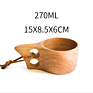Solid Eco Friendly Wooden Oak Sake Egg Kuksa Milk Coffee Water Tea Our Wood Cups Mug with Wooden Handle