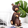 Solid Wood Animal Figurines Ornaments for Little Brown Bear Wood Crafts Toys Home Decor for Kids Handy Crafts