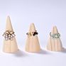 Solid Wood Conical Ring Display Stand Ring Seat Cone Jewelry Storage Rack Log Display Stand