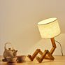 Solid Wood Humanoid Lamp Creative Nordic Style Study Bedroom Bedside Desk Light Wood Robot Folding Led Table Lamp